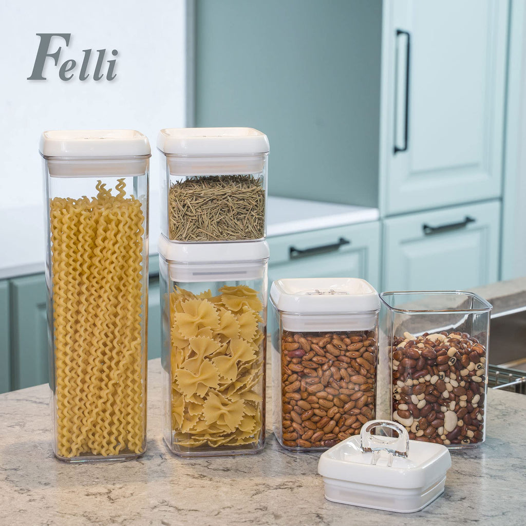 Flip Tite Storage Container with Lid 4" Airtight Ring Seal Top, Stackable Acrylic Canister Jar Set Pantry Organizer