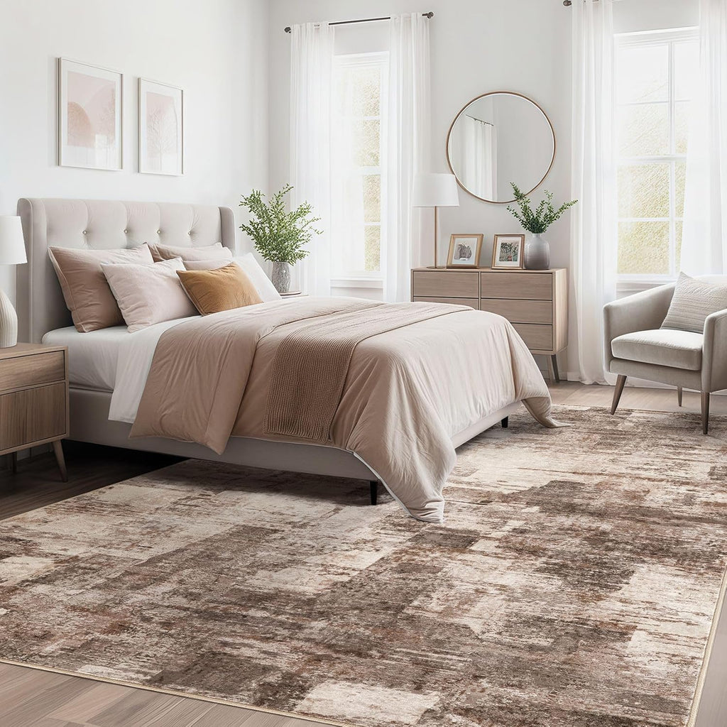 Washable Area Rug - Abstract Soft Non-Slip Modern Low-Pile Carpet