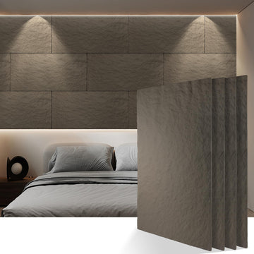 3D Faux Stone PU Wall Panels for Interior Decor, 4 Pieces, Grey