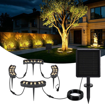 Tree Lights Outdoor, Upgraded Solar Ring Palm Tree Uplights | Warm White 48 LEDs, 4000mAh Battery, IP65 Waterproof