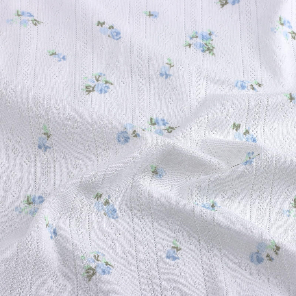 Pointelle Fabric by the Yard, 100% Cotton Eyelet Fabric, Soft Stretch Openwork Rib Knit Fabric for DIY Craft & Sewing