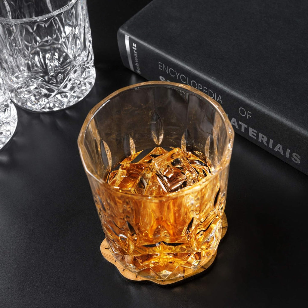 Whiskey Glasses Set of 6 with Elegant Gift Box,10 Oz Premium Old Fashioned Crystal Glass Tumbler for Liquor, Scotch