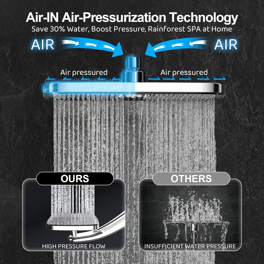 Rain Shower Head with filtered Handheld High Pressure rainfall Shower Heads with Handheld Spray Combo Adjustable