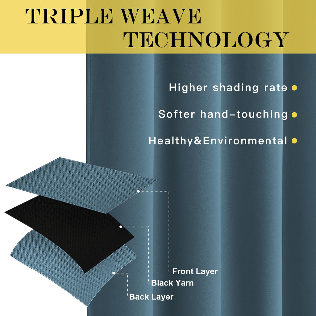 Window Treatment Sliding Door Curtain - Thermal Insulated Width Solid Blackout Patio Glass Door Drape, Extra Wide