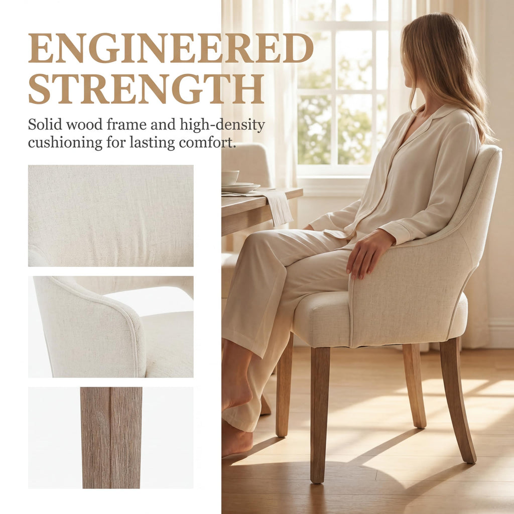 Linen Upholstered Set of 4 with Arms