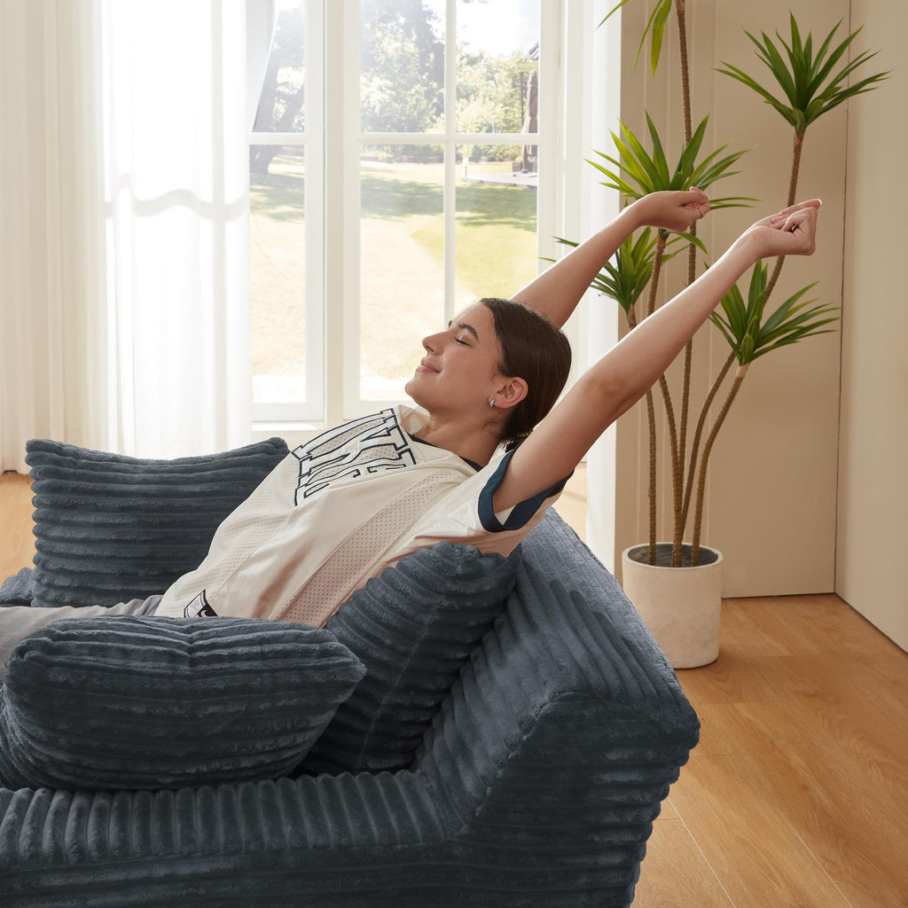 Couch Chaise Lounge Chair Indoor, Boneless Sleeper Sofa Bed, Grey