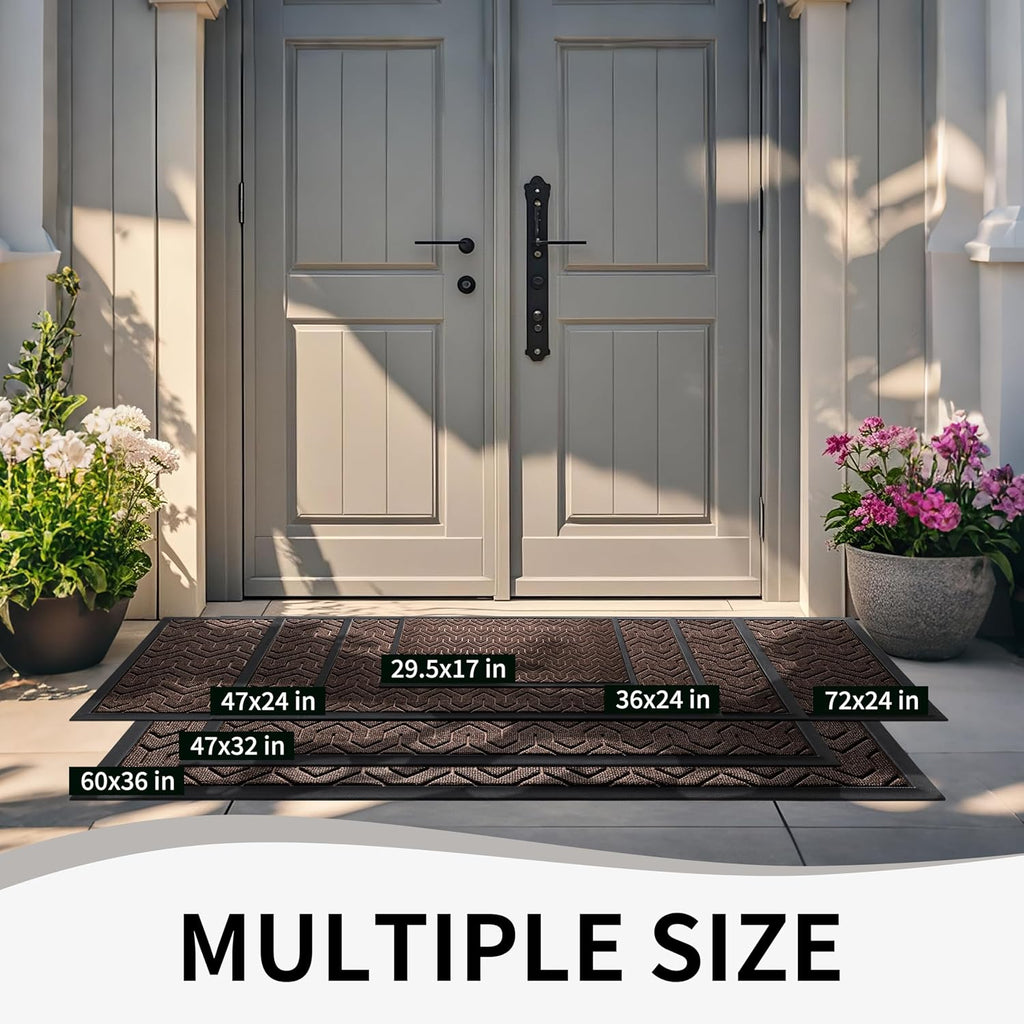 Large Door Mat Outside Entrance 36x24, Waterproof Heavy Duty Outdoor Mats for Front Door, Non Slip Rubber Entry Mat