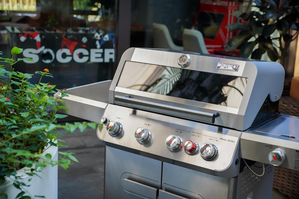 4+1 Burner Propane Gas Grill, 62,000 BTU Stainless Steel BBQ Grill with Side Burner and Knob Controls for Patio and Garden Outdoor Cooking