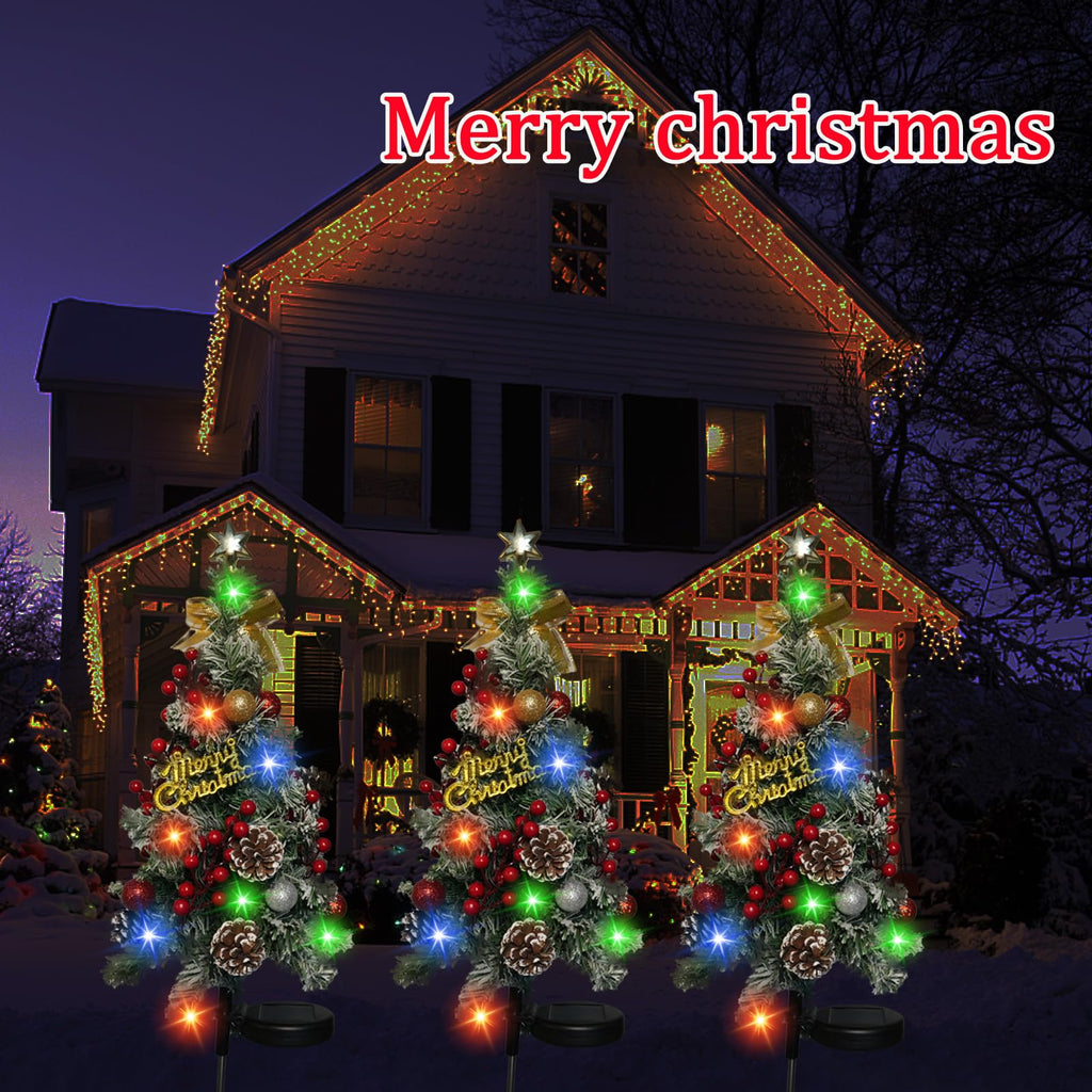 2 Pack Solar Christmas Tree Outdoor Christmas Decorations