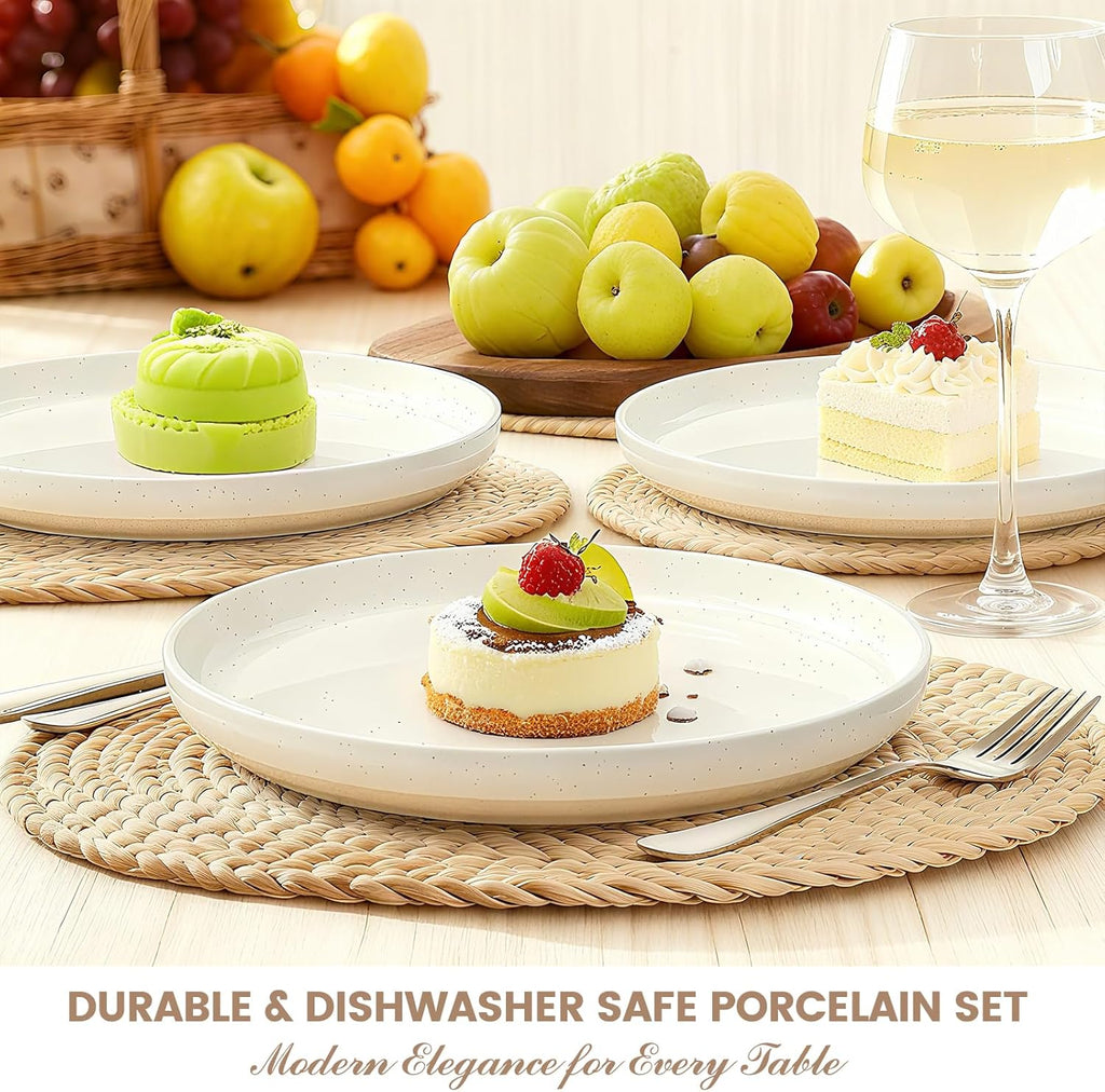 Plates and Bowls Sets, Dinnerware Sets for 4, 12 Pieces Scratch Resistant Dishware Dishes Set