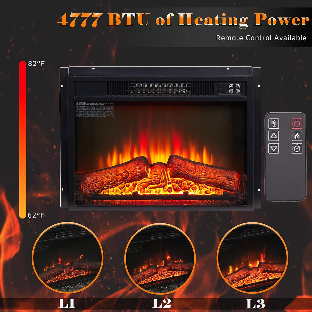46" Electric Fireplace with Mantel, Freestanding TV Stand with 23" Fireplace Insert, 1400W Electric Fireplace Heater