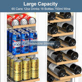 Wine and Beverage Refrigerator, 24 Inch Beverage Cooler Dual Zone with Glass Doo
