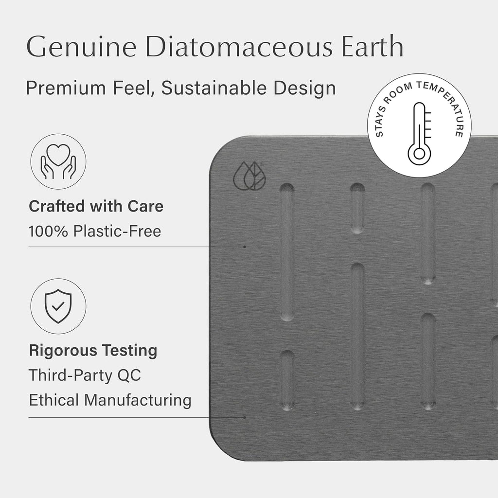 Home Stone Bath Mat - Premium Diatomaceous Earth Bath Floor Mats with Non-Slip Base, Fast-Drying Modern Shower Mat |