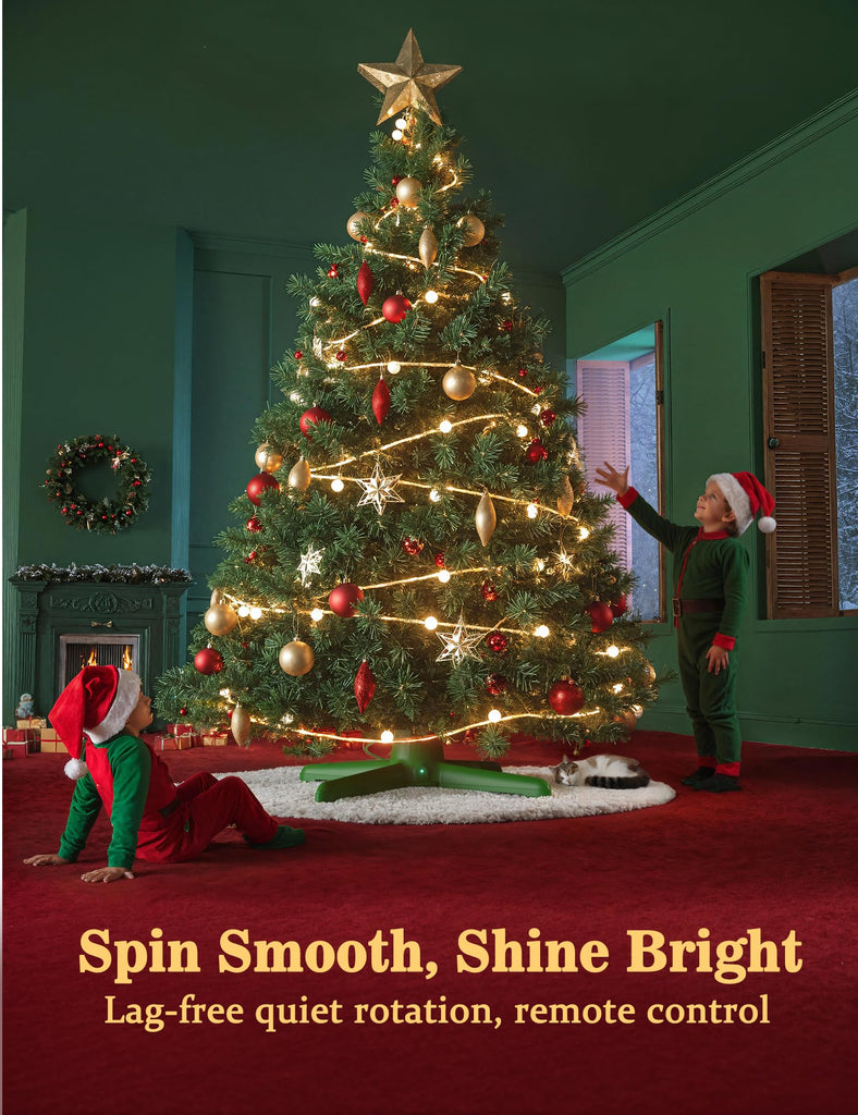 360° Rotating Christmas Tree Stand with Remote, UL Certified, 7.5FT, 90LB