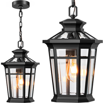 Black Large Outdoor Pendant Light, Extra Large Outdoor Hanging Light