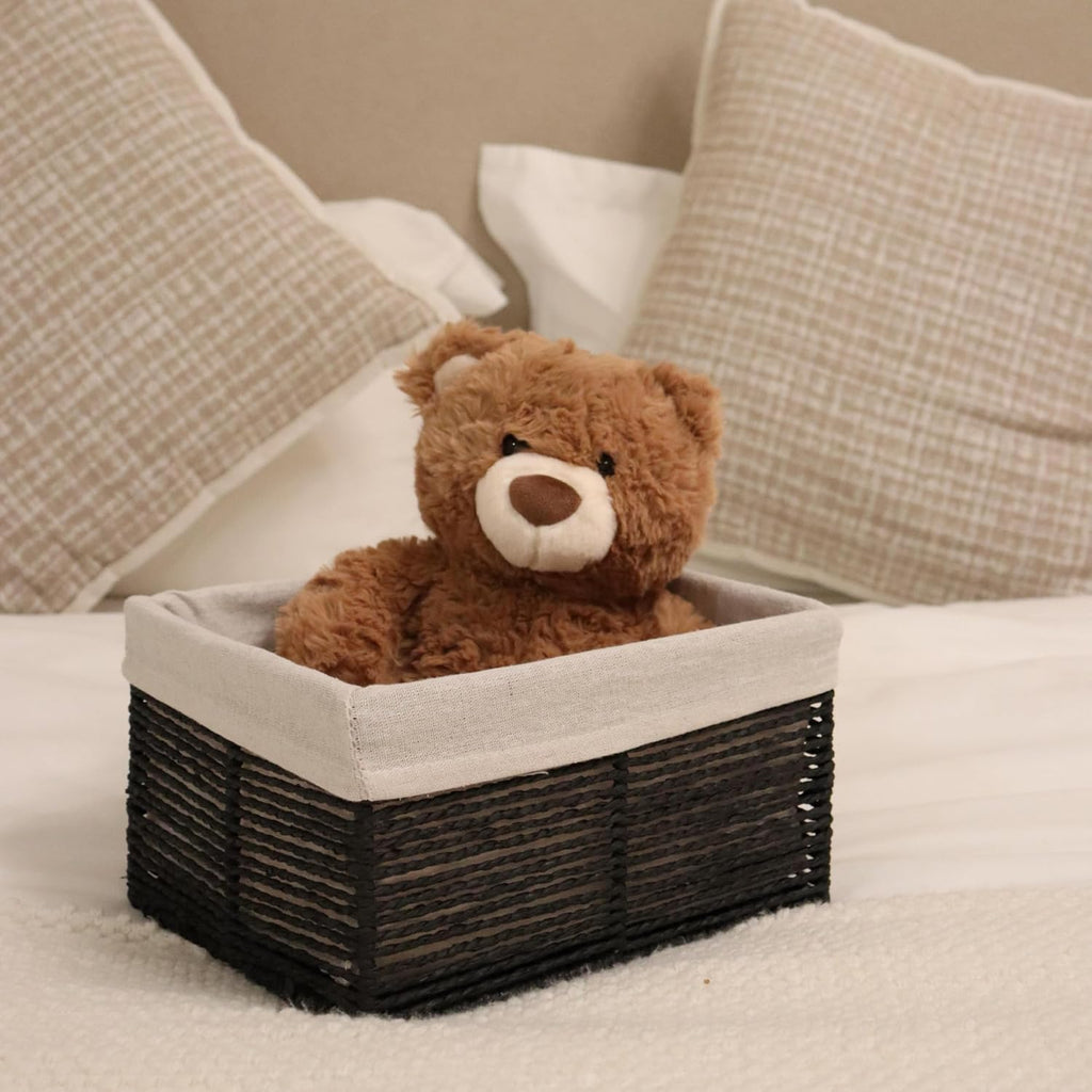 Hand-Woven Paper Rope Storage Baskets,Rectangular Wicker Baskets for Organizing,Decorative Woven Basket for