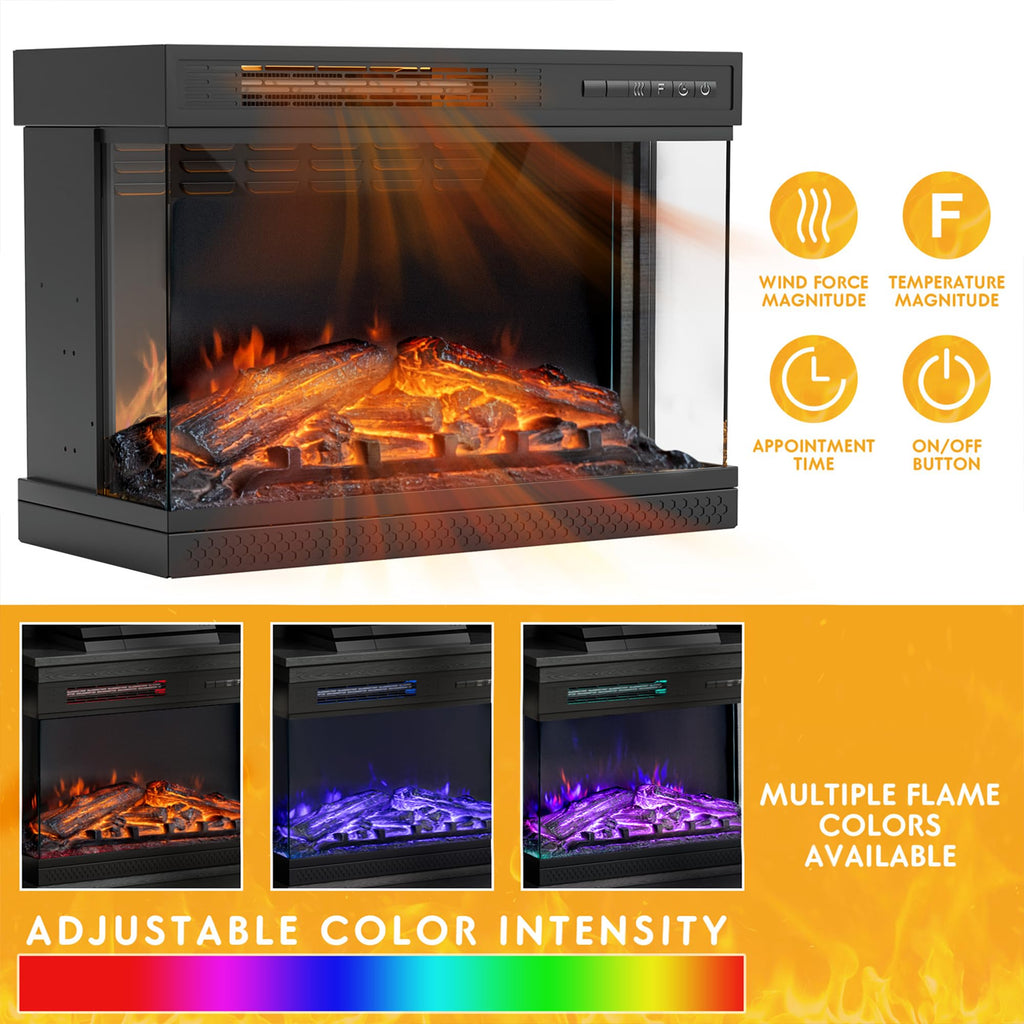 Up to 65", 3-Sided Glass, Black