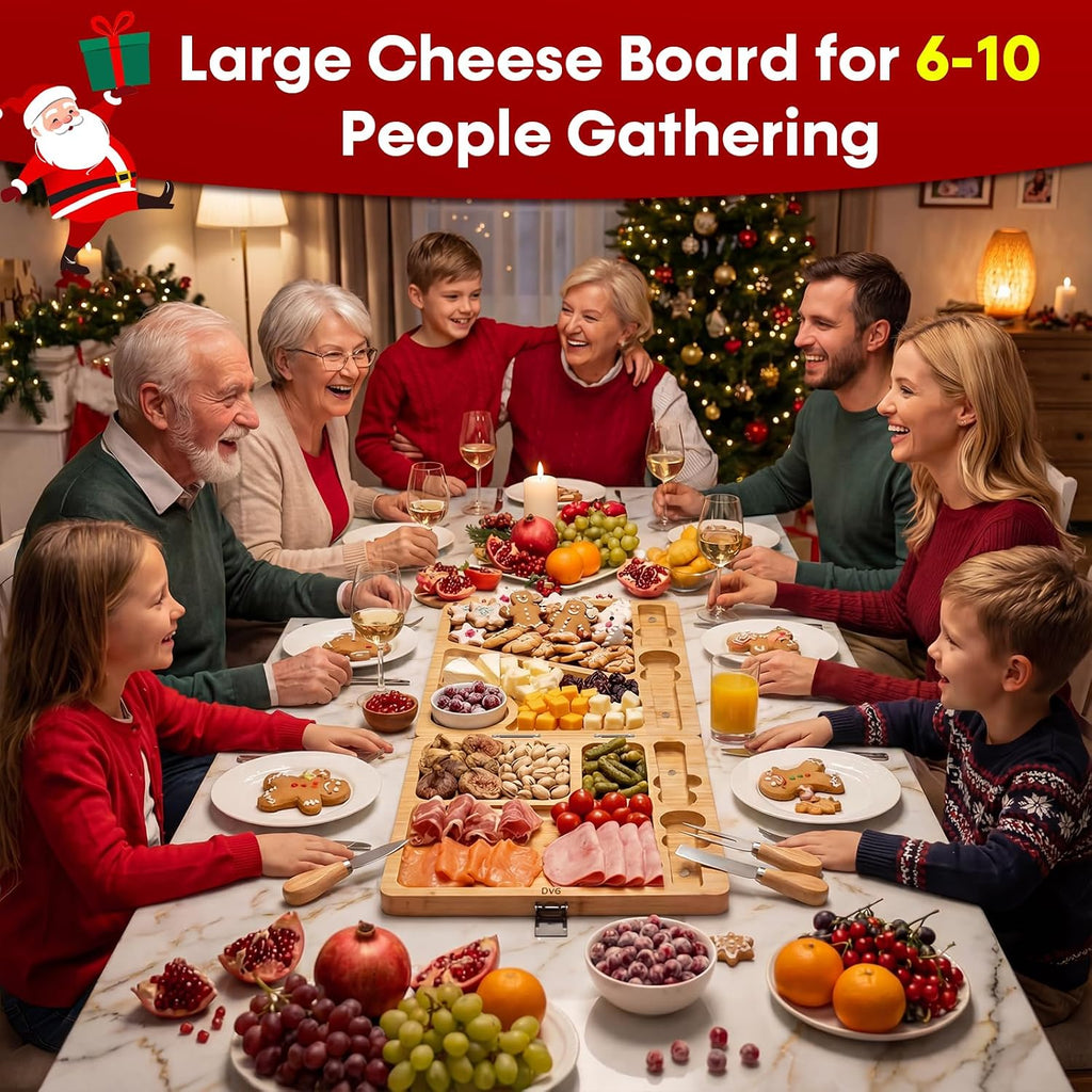 Charcuterie Board Gifts for Women: Bamboo Folding Cheese Board with Knife | Unique White Elephant Gift Wedding