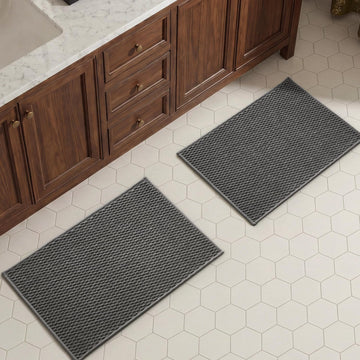 Bath Mat Set 2 Piece, Th Rugs Non Slip Washable Quick Dry | Non Slip Quick Dry Soft Absorbent Thin Low Pile Bathroom