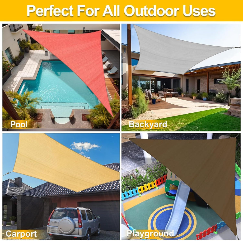Sun Shade Sail Curved 20'X26' Sand Rectangle Outdoor Shade Cover UV Blovk Canopy Garden Backyard Heavy Duty Permeable