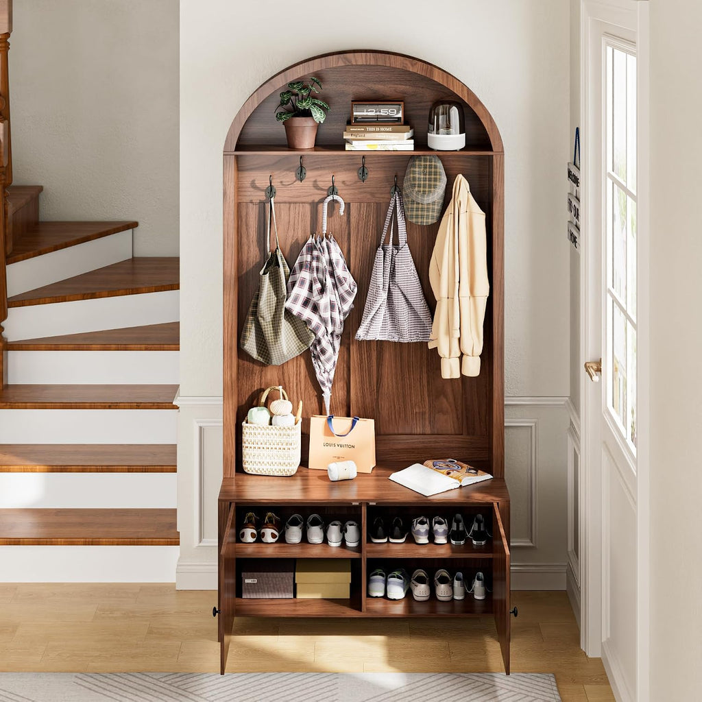 Hall Tree with Bench and Shoe Storage, Entryway Storage Bench with Coat Rack, 78.74" Coat Rack with 7 Hooks and