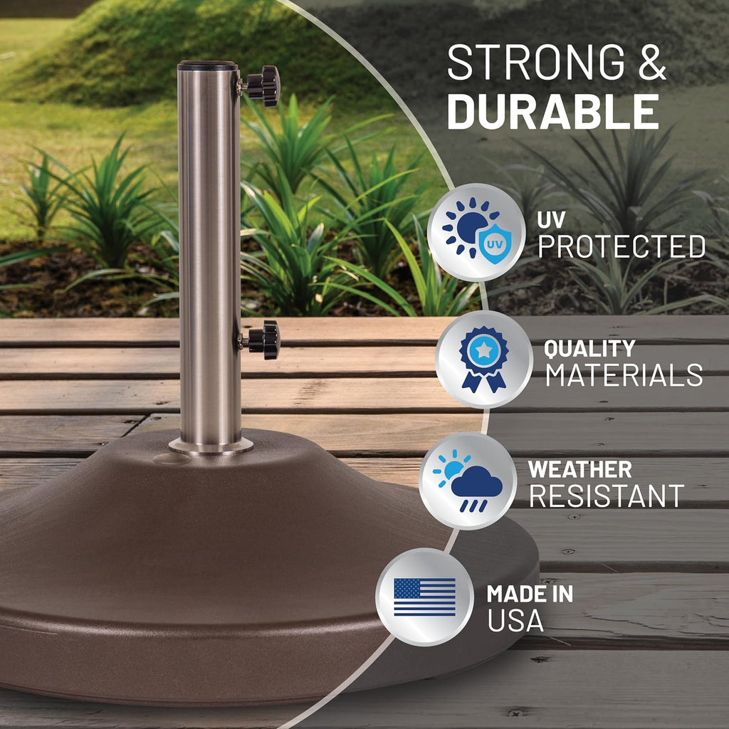 Fillable 120lb Capacity Commercial Free Standing Umbrella Base Heavy Duty, Umbrella Base with Wheels