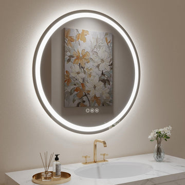 32" Round LED Mirror,Circle Bathroom Mirror with Lights