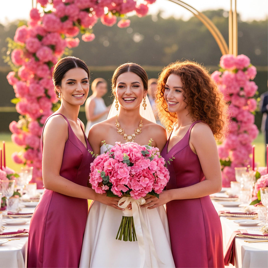 64Pcs Hydrangea Artificial Flowers, Rose Red Artificial Flowers