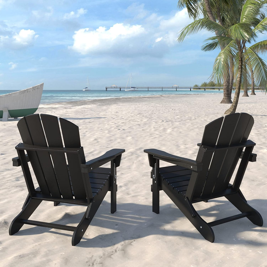 Folding Adirondack Chair Outdoor, Poly Lumber Weather Resistant Patio Chairs for Garden, Deck, Backyard, Lawn