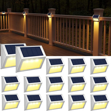 Solar Deck Lights Perfect for Fence, Step, Stair Decor-Warm White-16P