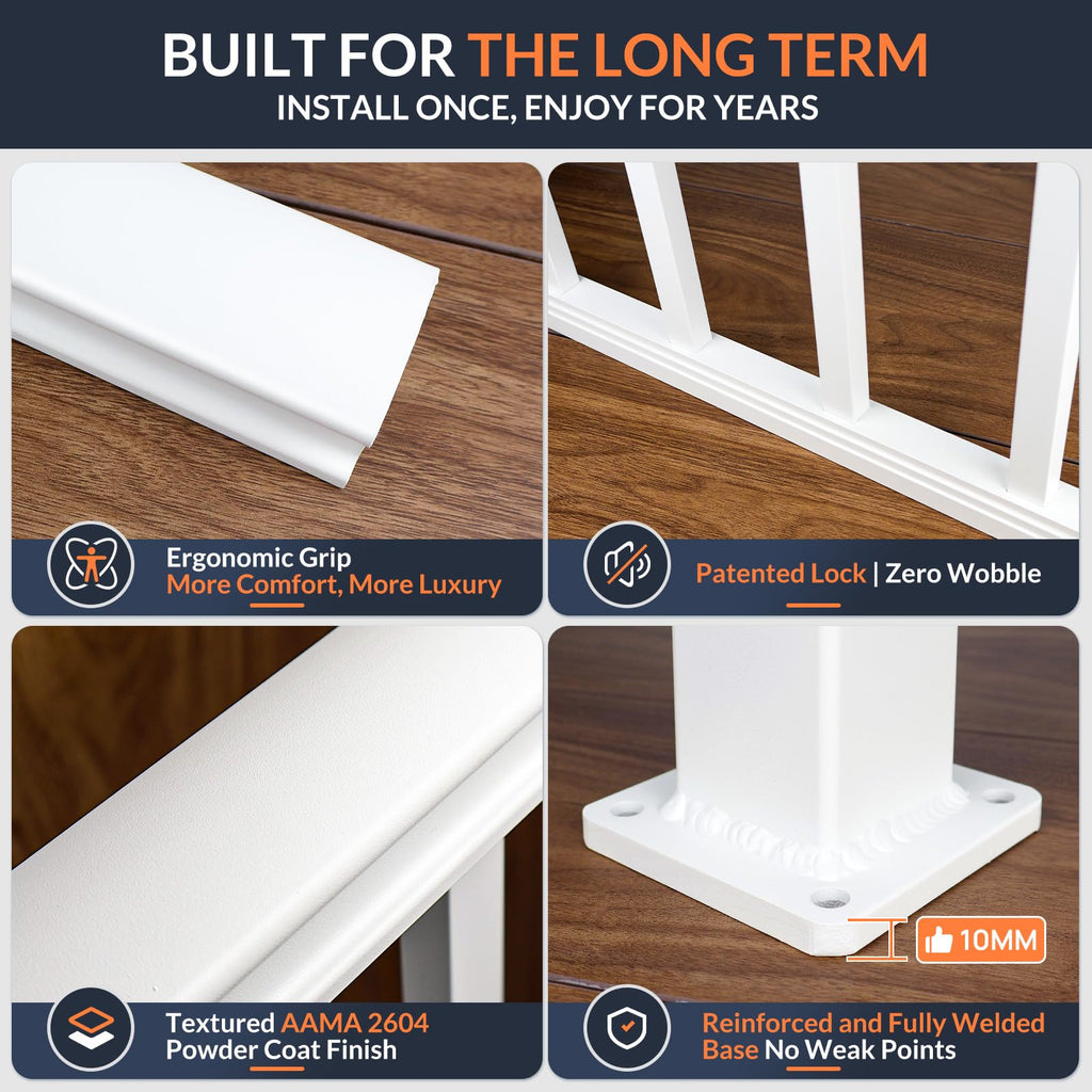 42 in x 8 ft Modular Stair Railing Kit, ASTM Certified, White