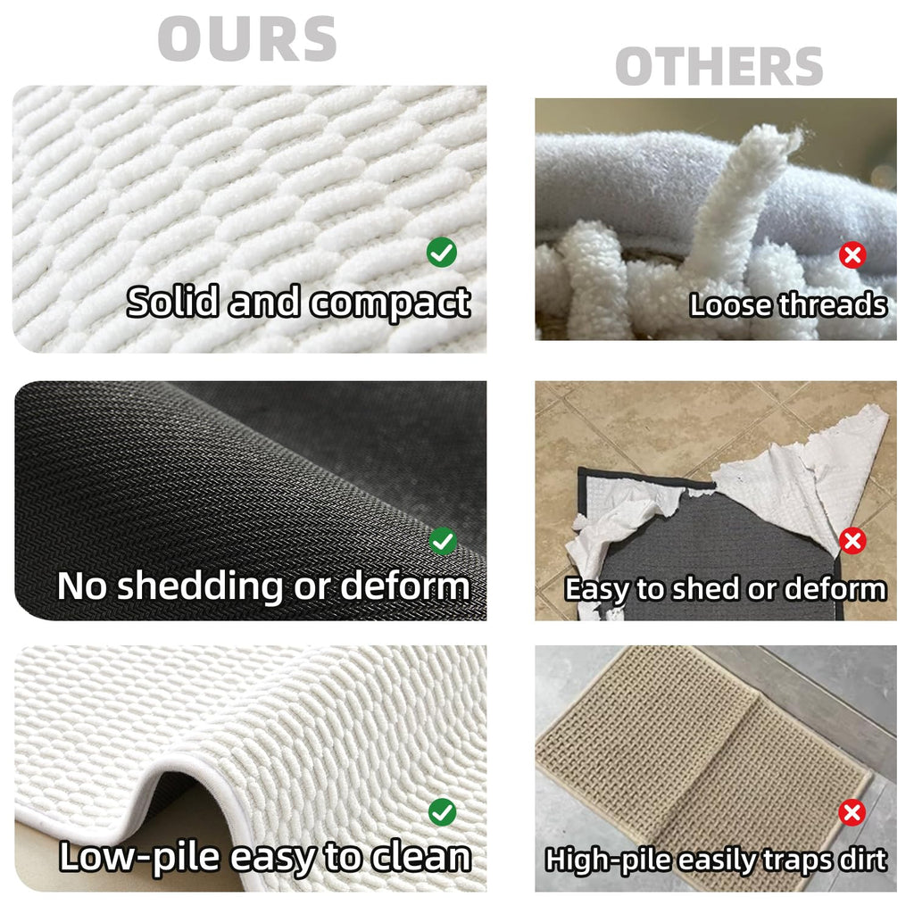 Bathroom Rugs Non Slip Washable, Super Absorbent Thin Bath Mat Small Quick Dry Low Pile Bathroom Rug, White 20"x30"