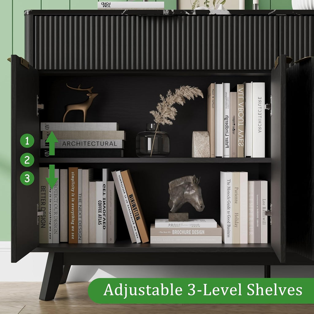 60'' Sideboard Buffet Storage Cabinet with 2 Drawers 4 Doors & Adjustable Shelves