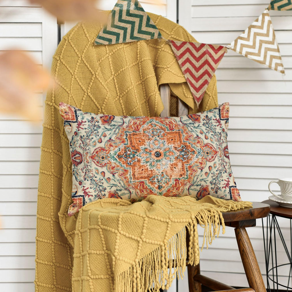 Boho Throw Pillow Cover, 12 x 20 Inch Bohemia Ethnic Style Carpet Pattern Cushion Case