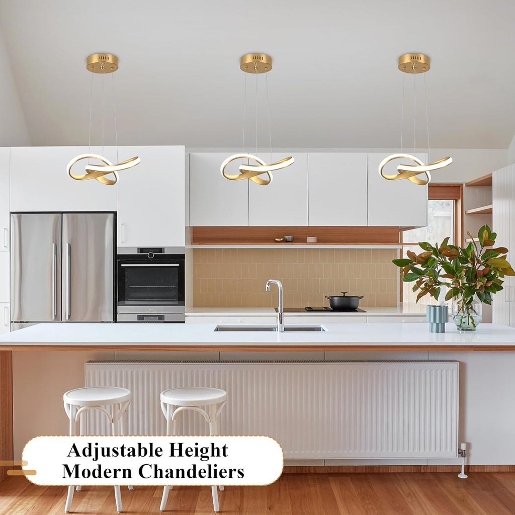 Modern LED Chandelier Contemporary Pendant Lighting Ring Light Fixture Gold with 4500K and 59in Height Adjustable