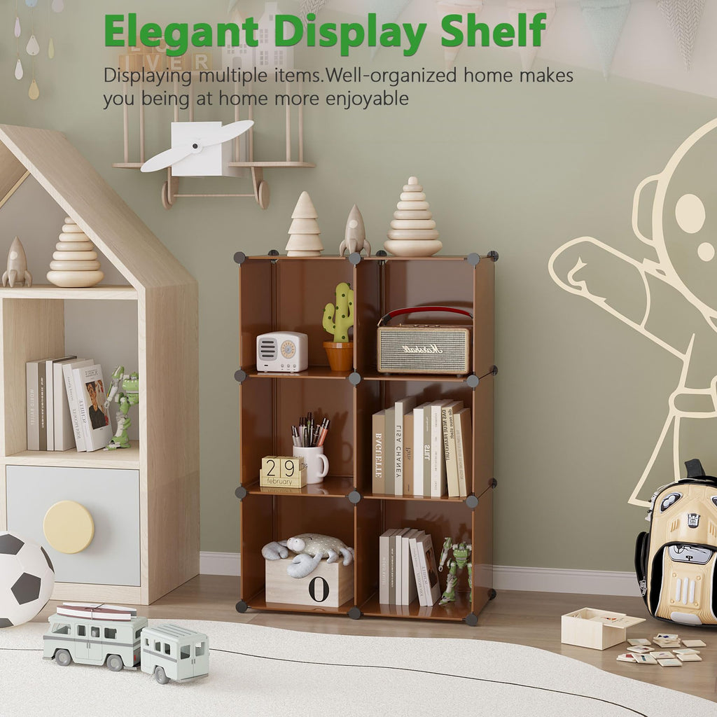 6-Cube Storage Organizer Cube Shelf Closet Storage Bookcase, Brown
