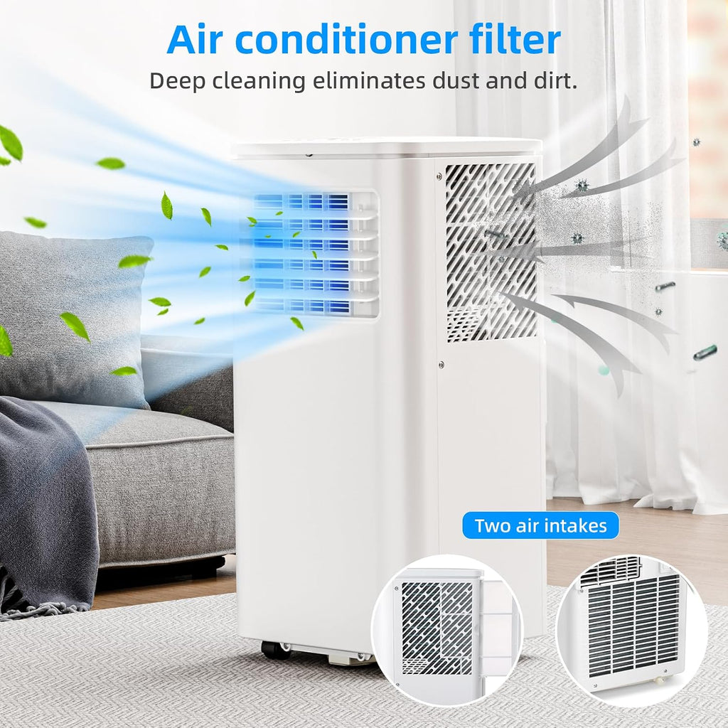 8000 BTU Portable Air Conditioner, 4-in-1 AC Unit with Cooling, Dehumidifier & Fan Modes, Sleep Mode