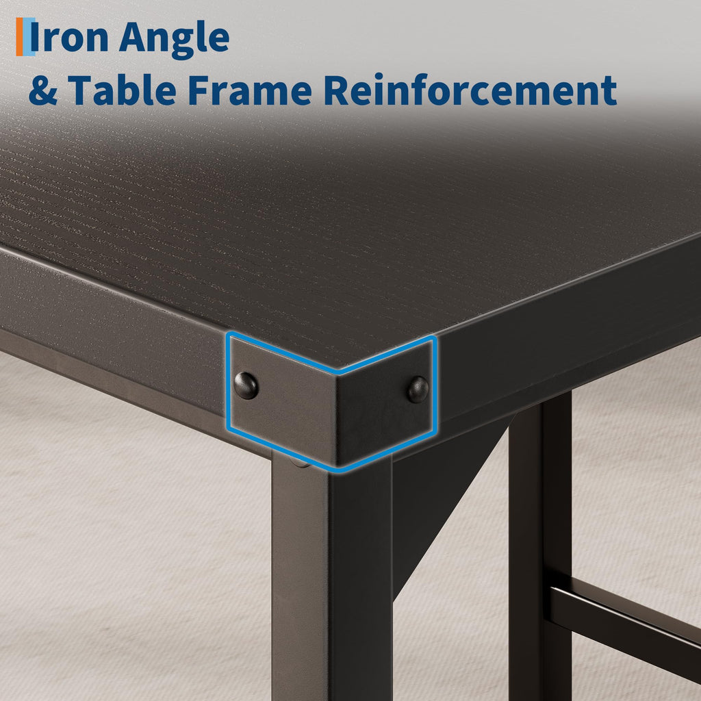 Dining Table Set for 4 w/Corner Protecto, Dining Room Table Set with Footrest & Backrest, Counter Height Table with 4