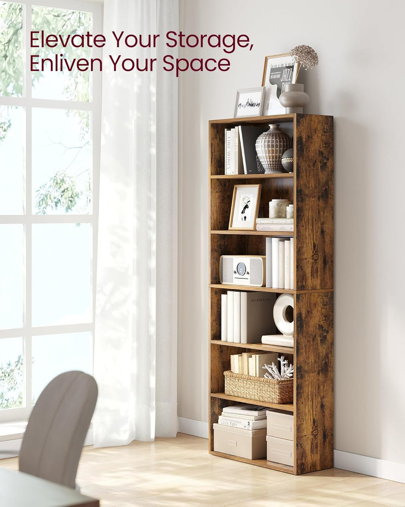 Bookshelf, 6-Tier Bookcase, Book Shelf, Open Storage Shelf, 9.4 x 23.6 x 63.3 Inches, Dinning Room