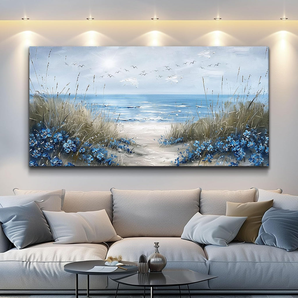 Wall Art Canvas Wall Decor Office Decorations Blue Ocean Wall Painting Sea Wave Pictures Artwork Modern Beach Posters