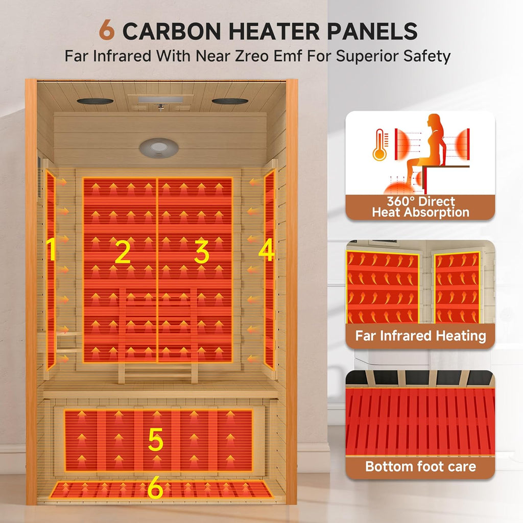 Far Infrared Sauna for Home, Home Indoor Infrared Sauna for 2-Person