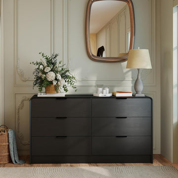 6-Drawer Dresser , 55" Wide Wooden Chest of Drawers Modern Dressers & Chests of Drawers