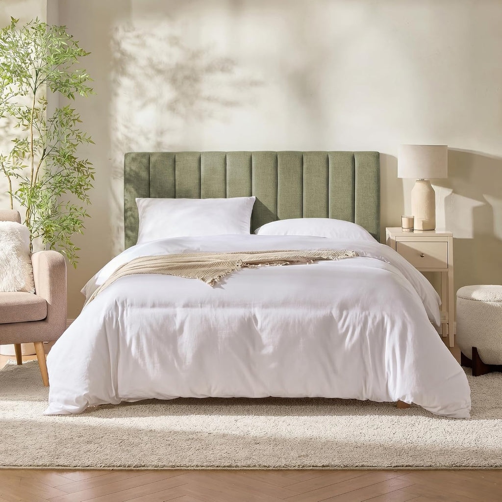 Upholstered Queen Headboard - Easy Assemble Channel Stitched Headboard Queen - Wall Mounted Headboards with 3D