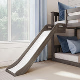 Solid Wood Twin over Twin Low Bunk Beds for Kids with Slide and Stairs, 400 lbs Weight Capacity, 14" Safety Guardrail