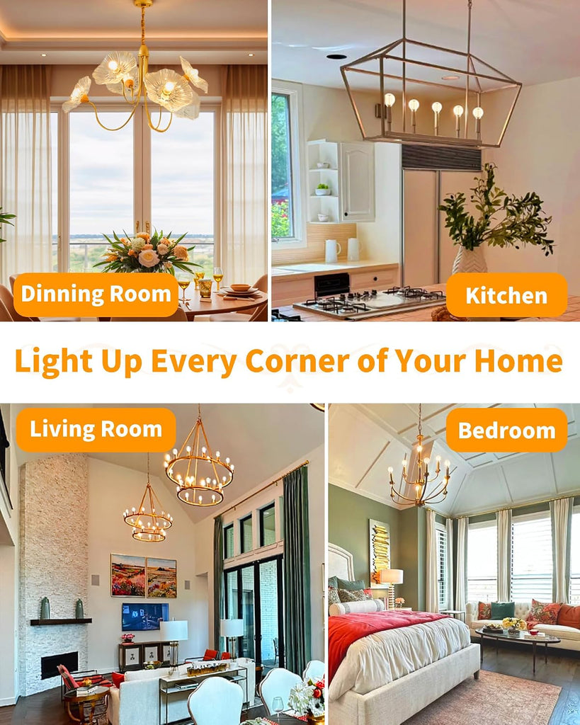 Round E12 Candelabra Bulbs G16.5 60W Equivalent, Dimmable LED Chandelier Light Bulb Soft White 2700K, Globe Lightbulb (6 Pack)