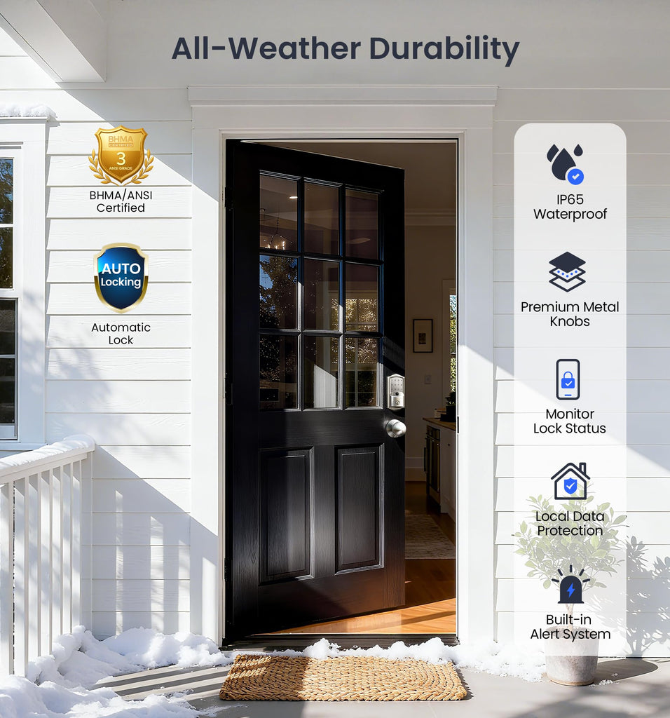WiFi Smart Deadbolt Locks with 2 Knobs Set, Satin Nickel