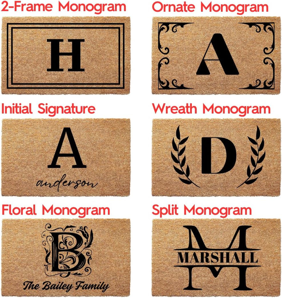 Personalized Door Mat with Monogram - Custom Doormat with Anti-Slip Backing - 3 Size Options - Family Doormat Custom