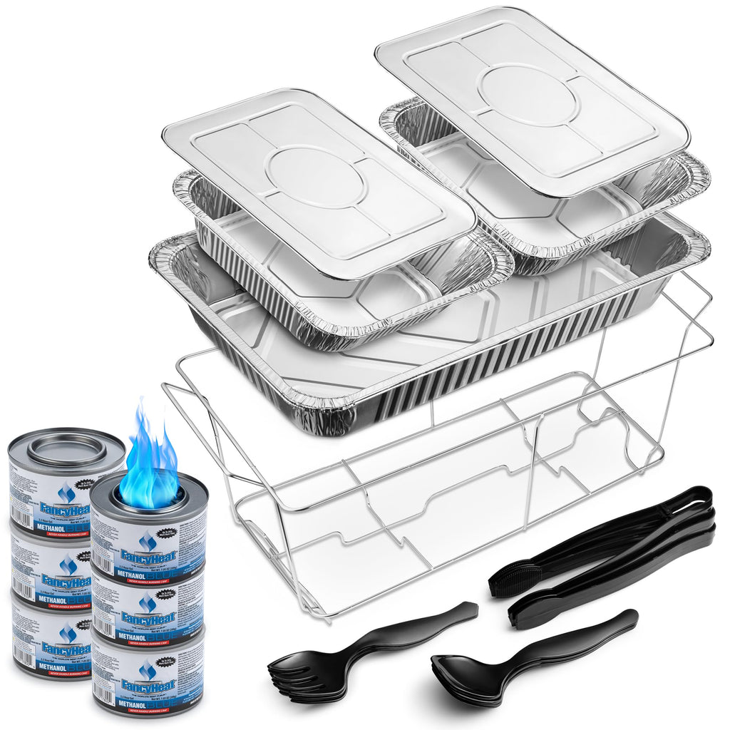 Disposable Chafing Dish Buffet Set, Food Warmers for Parties, 33 Pieces Catering Supplies - Buffet Servers and
