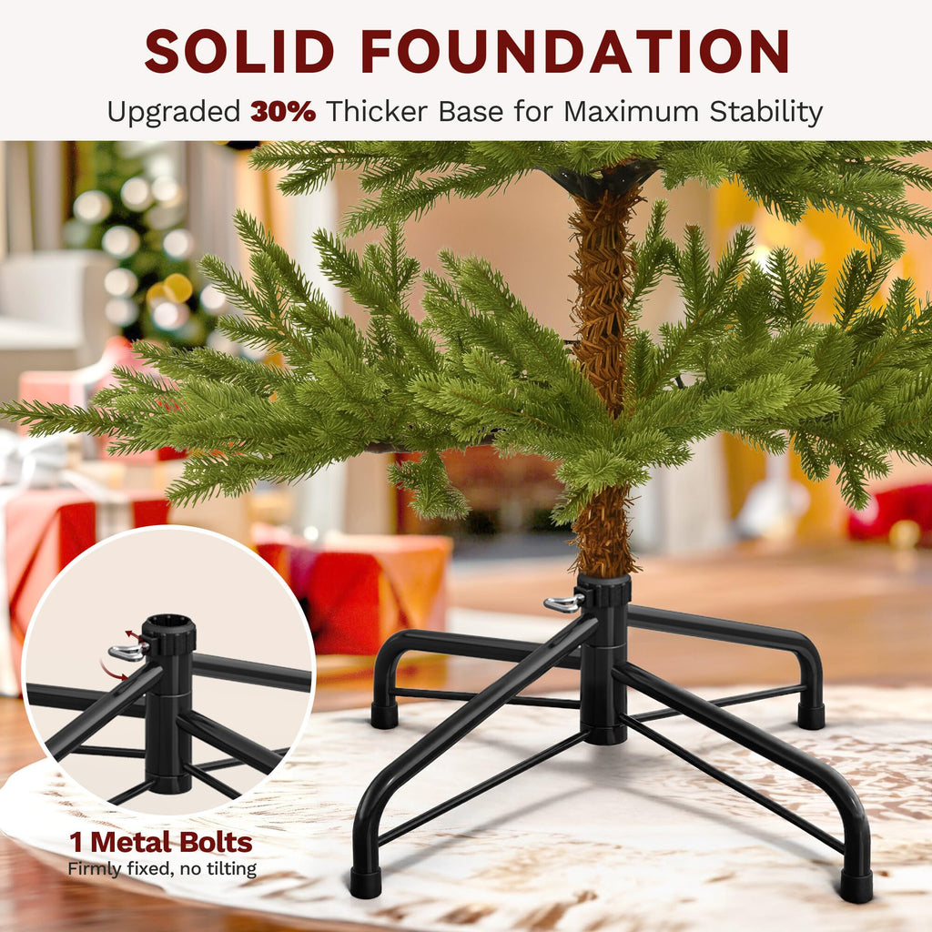 7.5FT Pre-Lit Sparse Alpine Christmas Tree PE 300 Warm Multi LED Light
