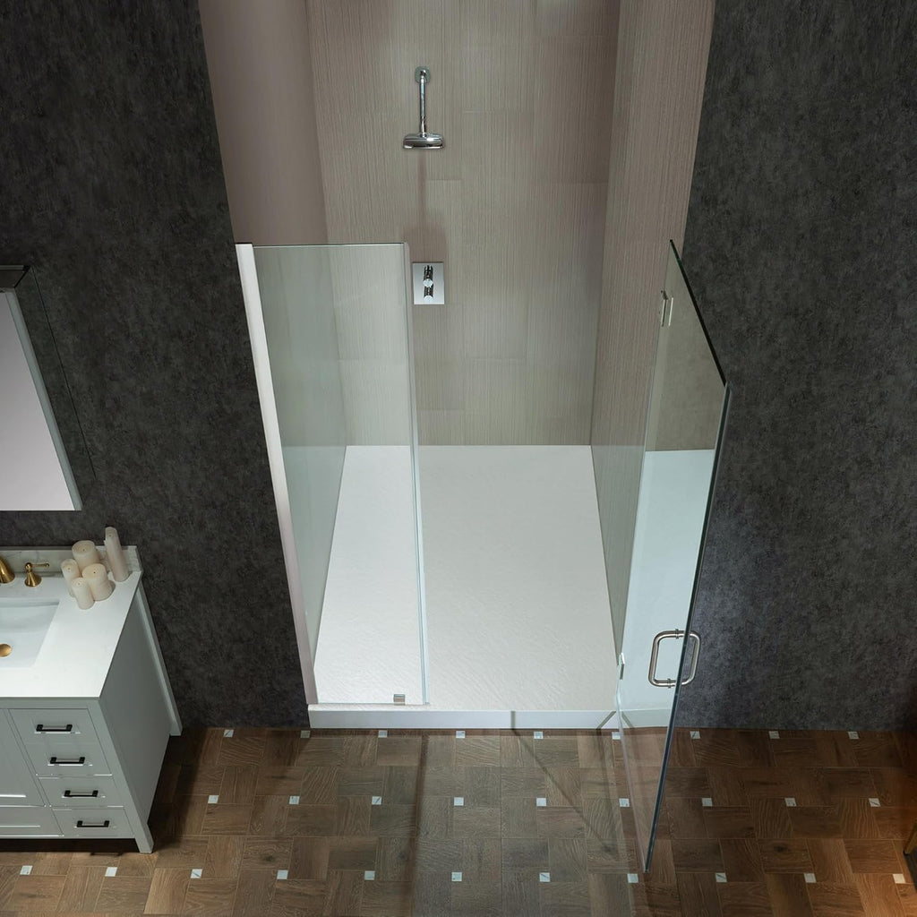 40-41" W x 76" H Pivot Frameless Single Swing Hinge Shower Door